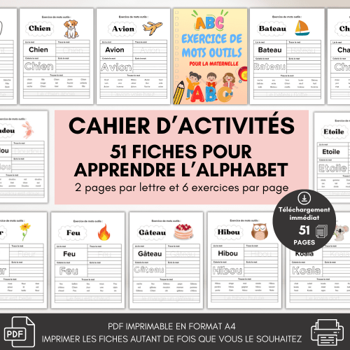 fiches apprendre alphabet avec mots