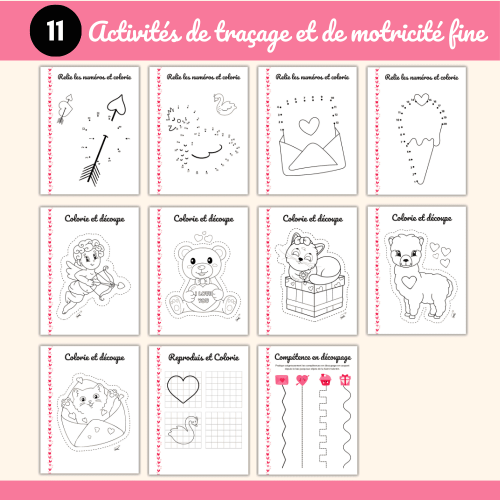 cahier d'activités Saint-Valentin traçage et motricité fine